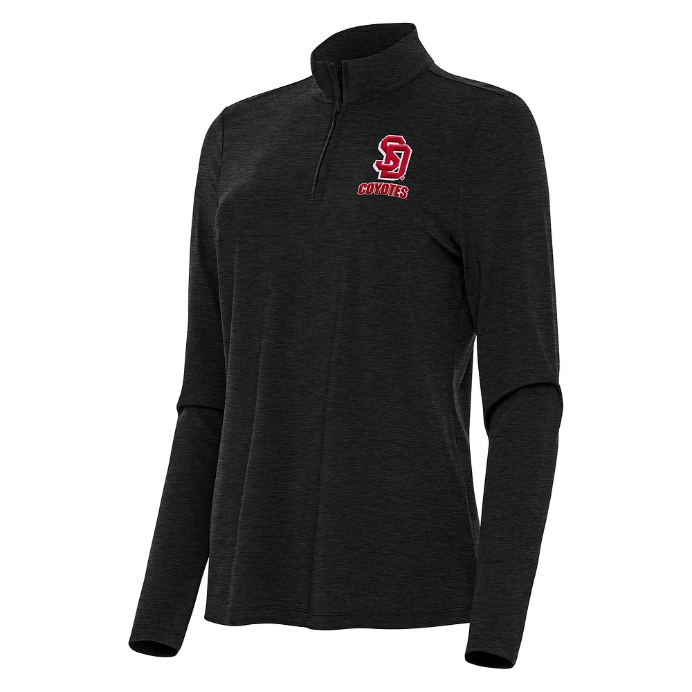 Women's Antigua Heather Black South Dakota Coyotes Bright Quarter-Zip Top