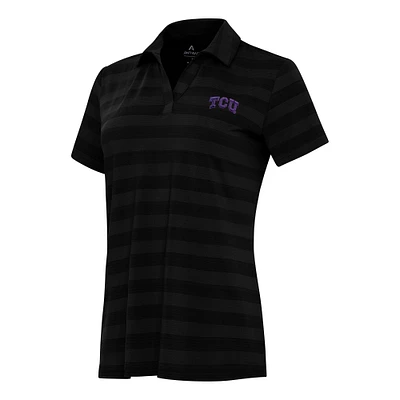 Women's Antigua Black TCU Horned Frogs Tunnel Polo
