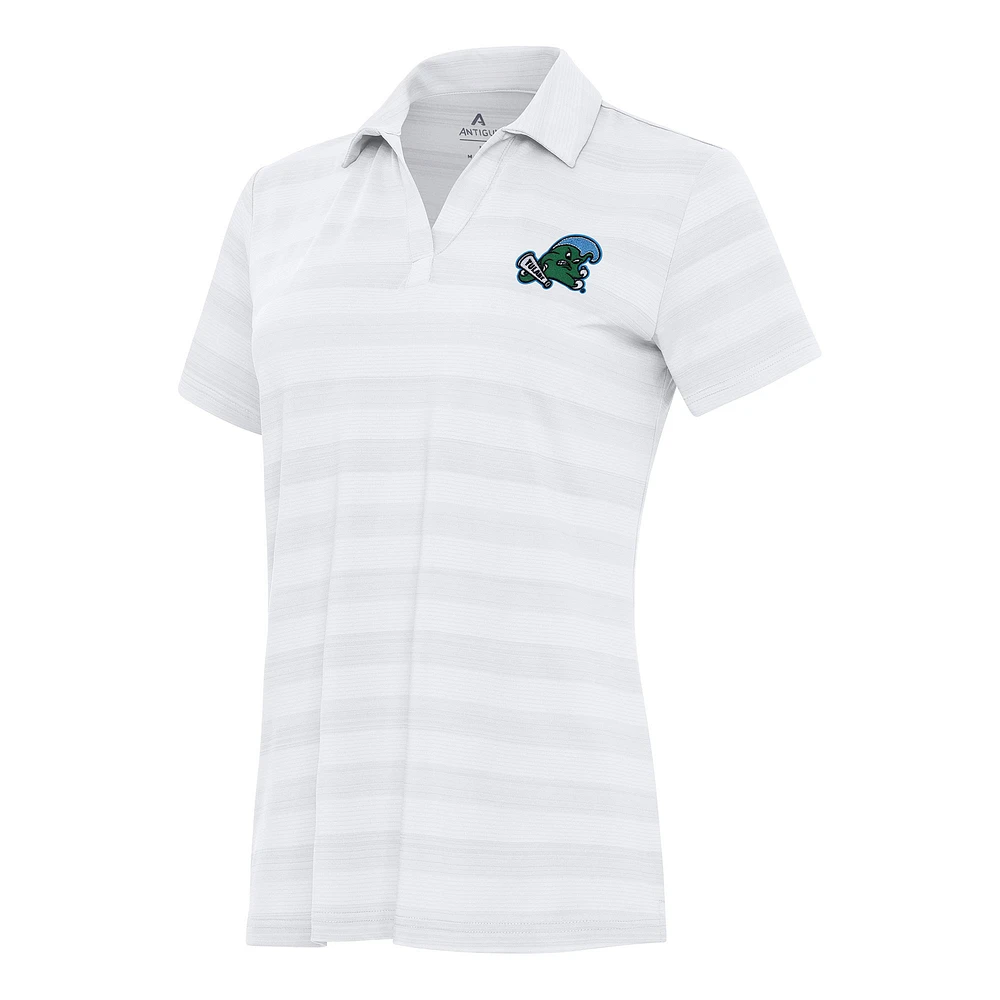 Women's Antigua White Tulane Green Wave Tunnel Polo