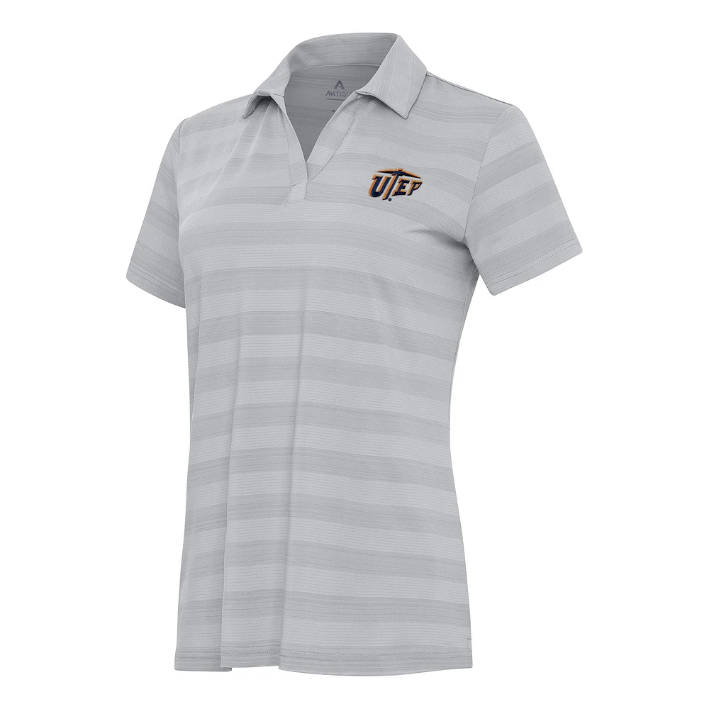 Women's Antigua Gray UTEP Miners Tunnel Polo