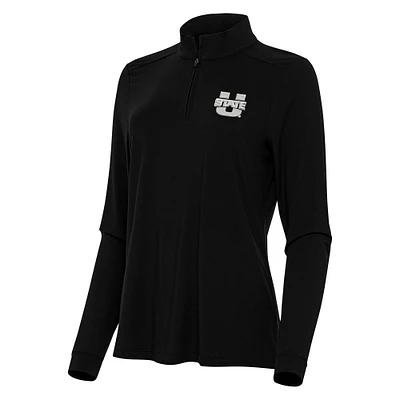 Women's Antigua Black Utah State Aggies Intent Quarter-Zip Top