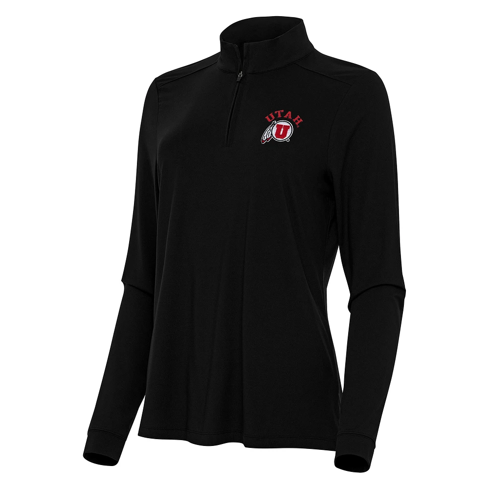 Women's Antigua Black Utah Utes Intent Quarter-Zip Top