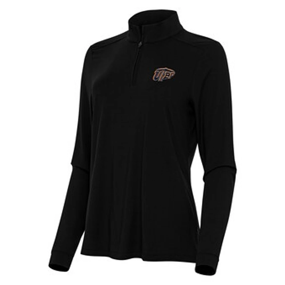 Women's Antigua Black UTEP Miners Intent Quarter-Zip Top