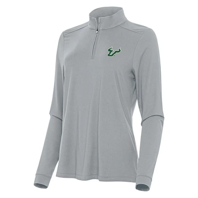 Women's Antigua Gray South Florida Bulls Intent Quarter-Zip Top