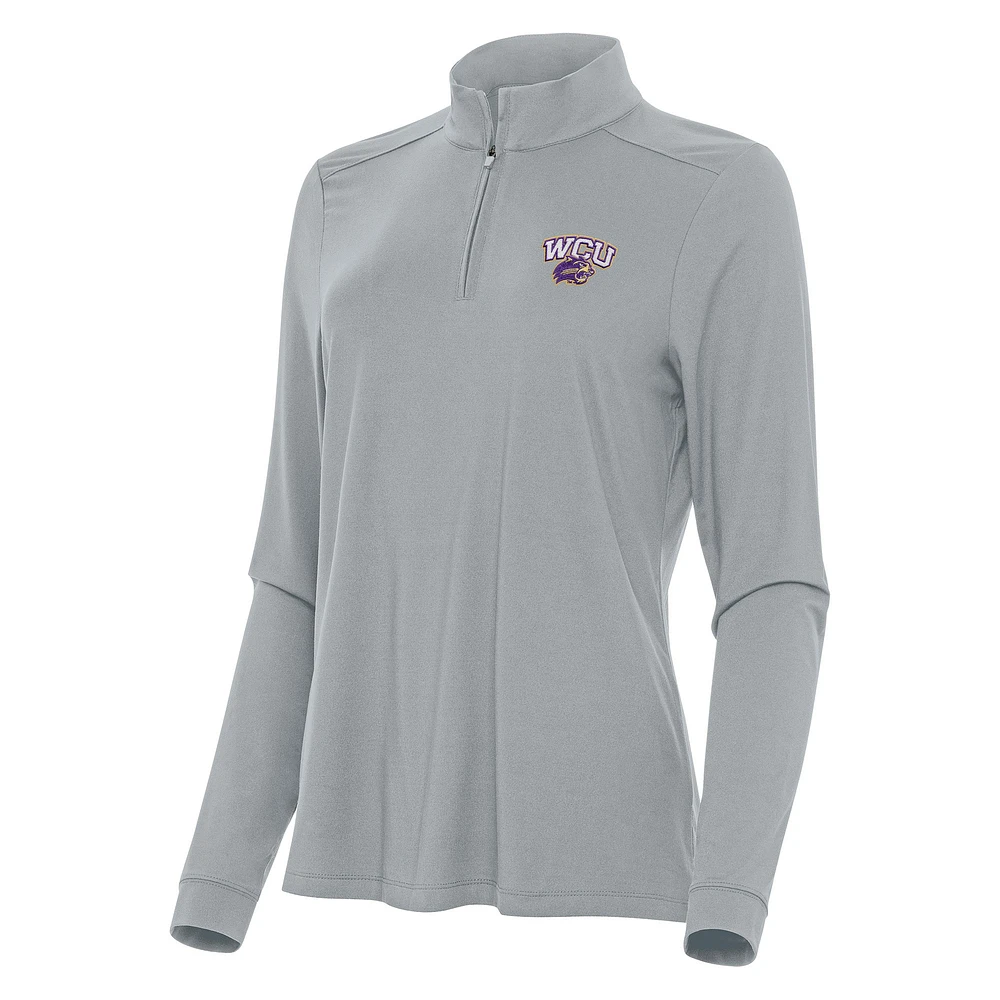 Women's Antigua Gray Western Carolina Catamounts Intent Quarter-Zip Top