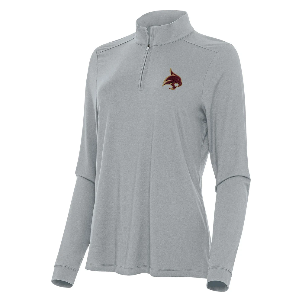Women's Antigua Gray Texas State Bobcats Intent Quarter-Zip Top