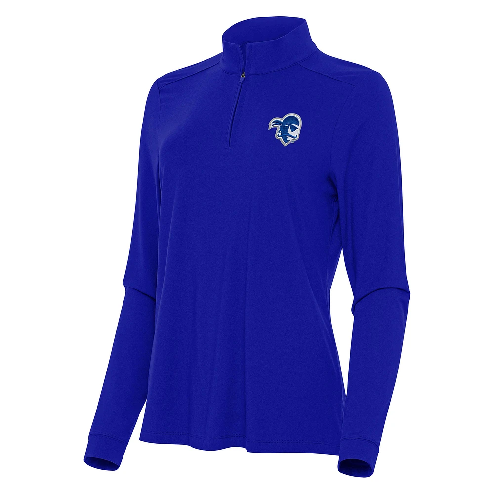 Women's Antigua Blue Seton Hall Pirates Intent Quarter-Zip Top