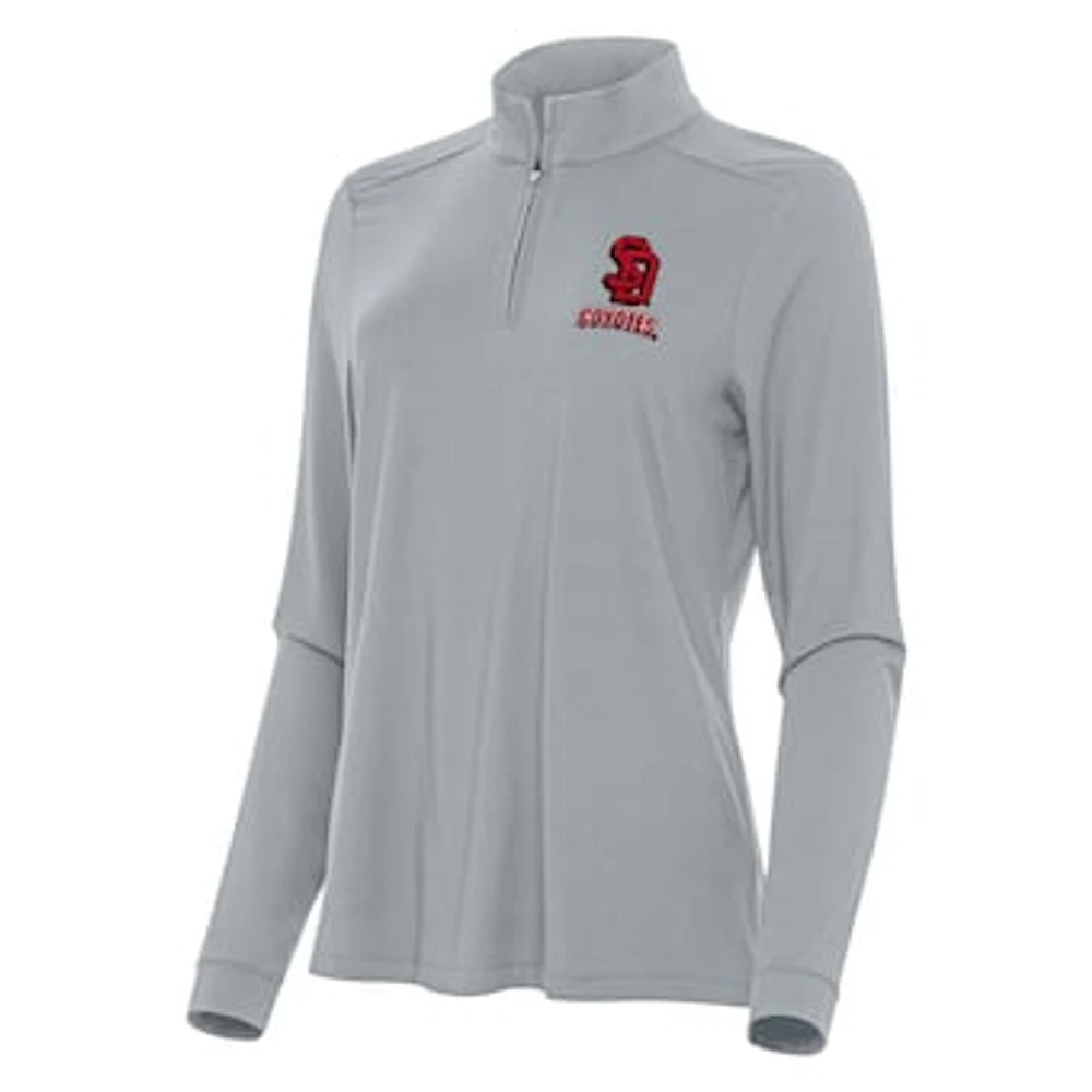 Women's Antigua Gray South Dakota Coyotes Intent Quarter-Zip Top