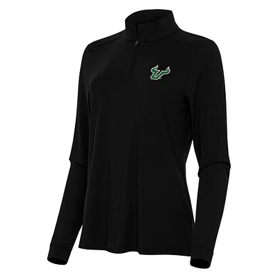 Women's Antigua Black South Florida Bulls Intent Quarter-Zip Top