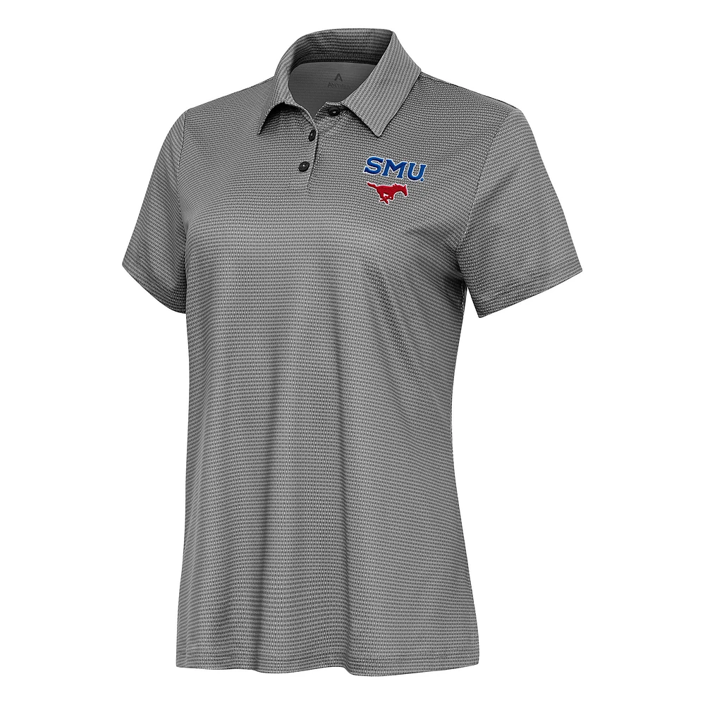 Women's Antigua White/Black SMU Mustangs Rings Polo