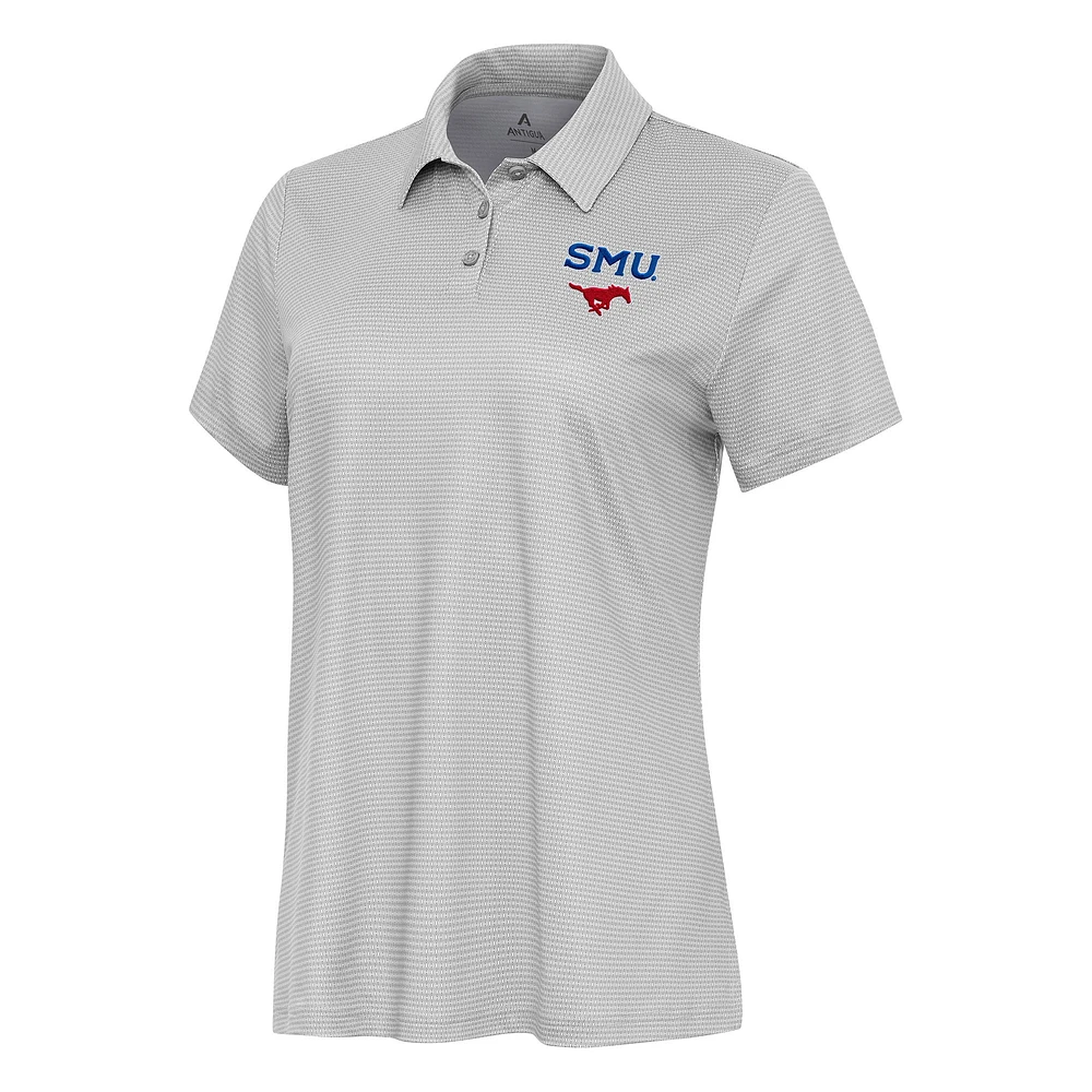Women's Antigua White/Gray SMU Mustangs Rings Polo