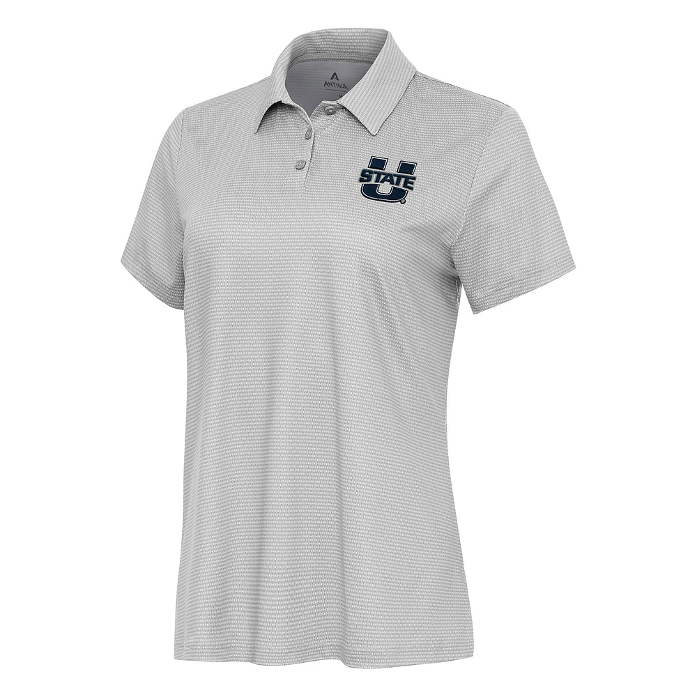 Women's Antigua White/Gray Utah State Aggies Rings Polo