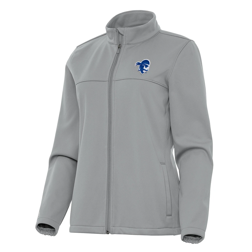 Women's Antigua Gray Seton Hall Pirates Links 2 Full-Zip Golf Jacket