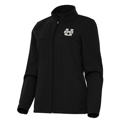 Women's Antigua Black Utah State Aggies Links 2 Full-Zip Golf Jacket