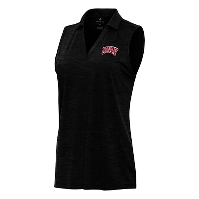 Women's Antigua Heather Black UNLV Rebels Layout Sleeveless V-Neck Polo