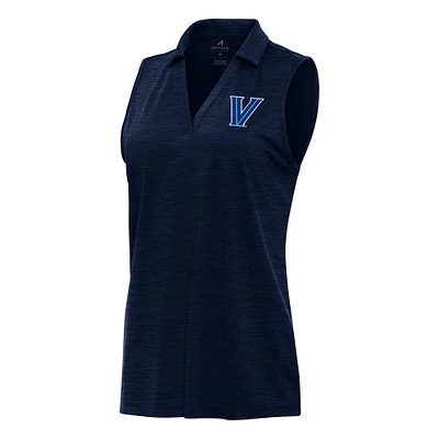 Women's Antigua Heather Navy Villanova Wildcats Layout Sleeveless V-Neck Polo