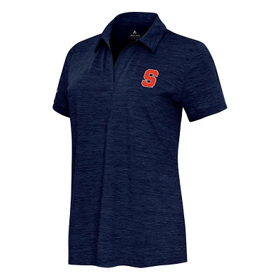 Women's Antigua Heather Navy Syracuse Orange Layout V-Neck Polo