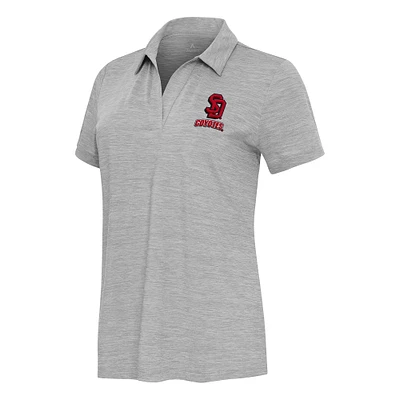 Women's Antigua Heather South Dakota Coyotes Layout V-Neck Polo