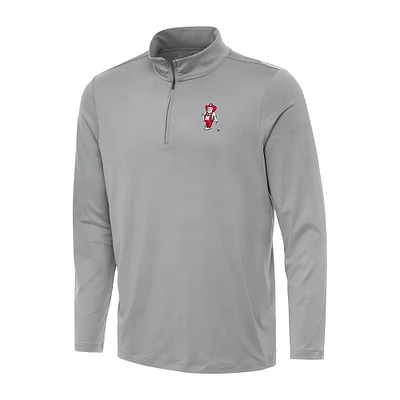 Men's Antigua Gray Nebraska Huskers Herbie Husker Golf Reprocess Quarter-Zip Top