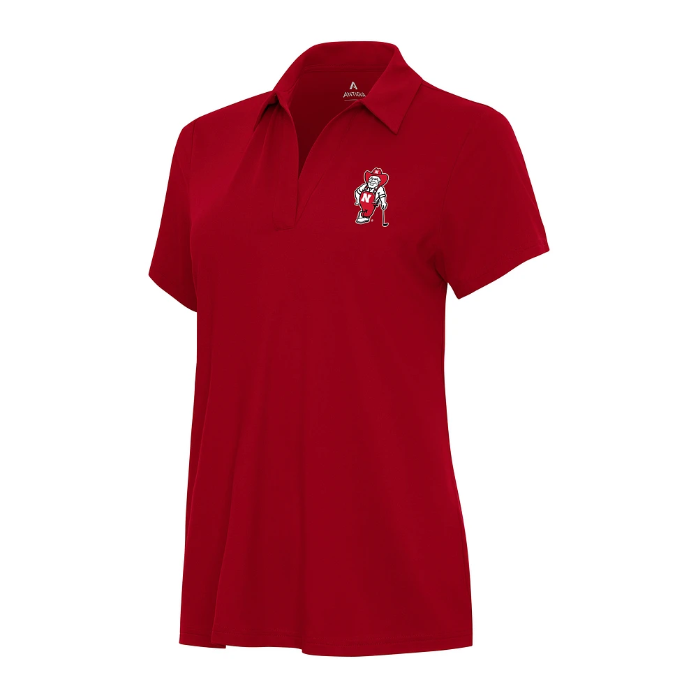 Women's Antigua Red Nebraska Huskers Herbie Husker Golf Era Polo