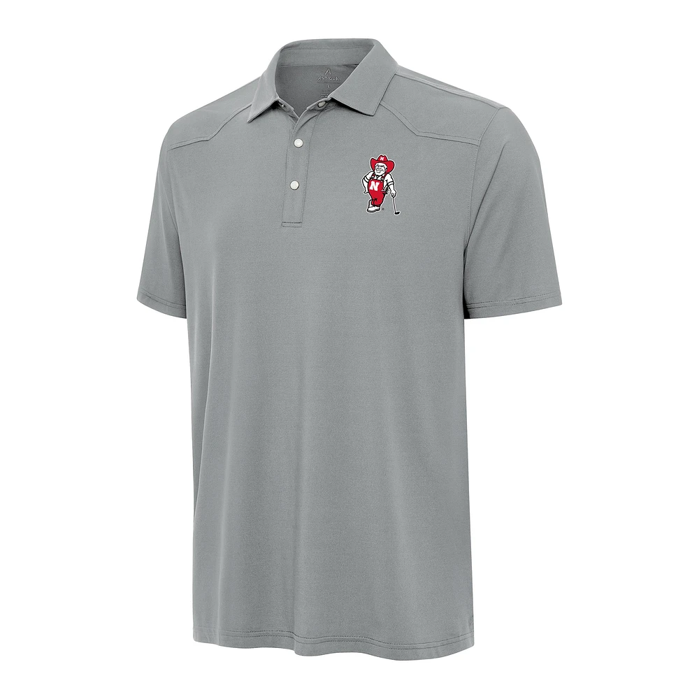 Men's Antigua Gray Nebraska Huskers Western Polo