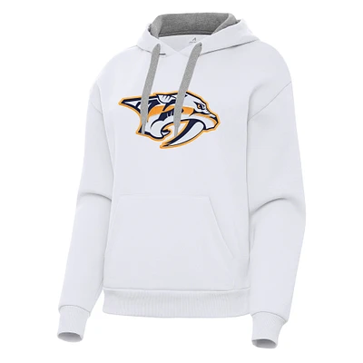 Women's Antigua White Nashville Predators Victory Pullover Hoodie