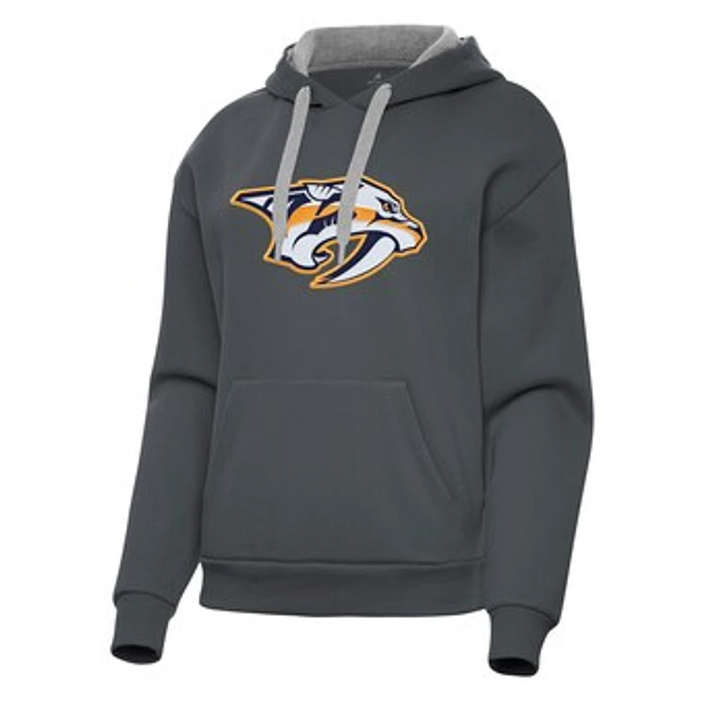 Women's Antigua Charcoal Nashville Predators Victory Pullover Hoodie