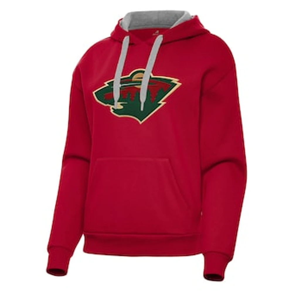 Women's Antigua Red Minnesota Wild Victory Pullover Hoodie