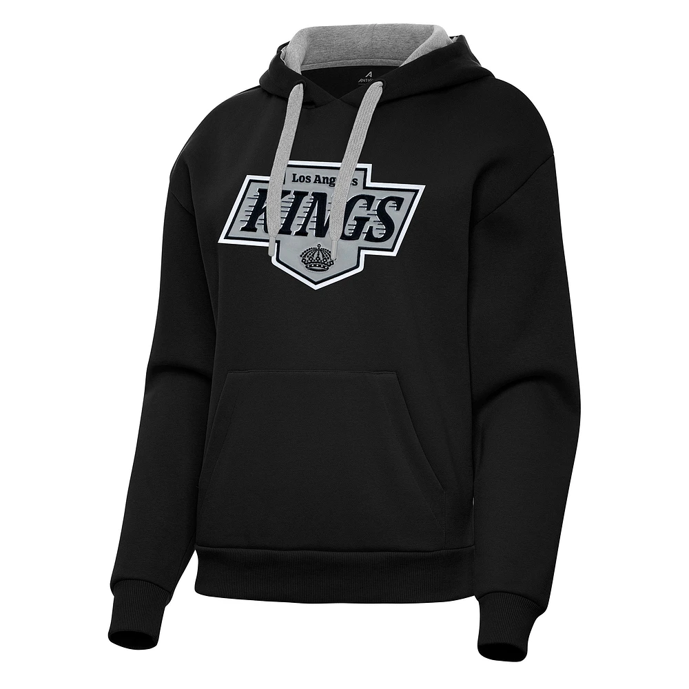 Women's Antigua Black Los Angeles Kings Victory Pullover Hoodie