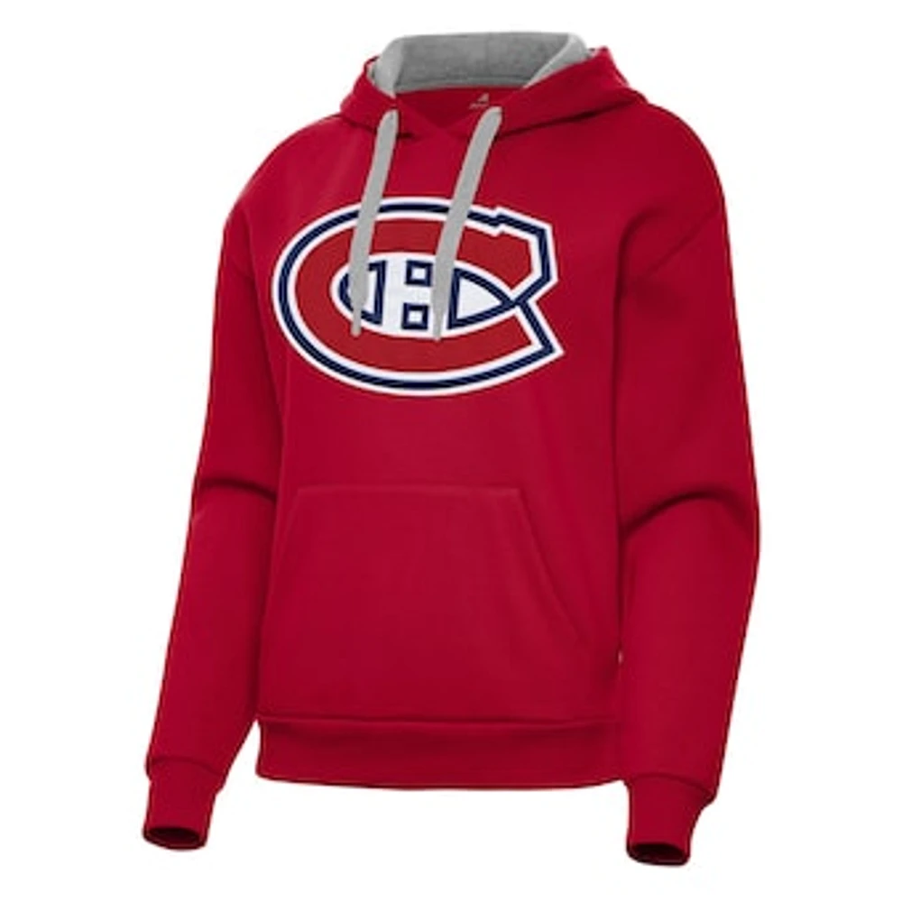 Women's Antigua Red Montreal Canadiens Victory Pullover Hoodie