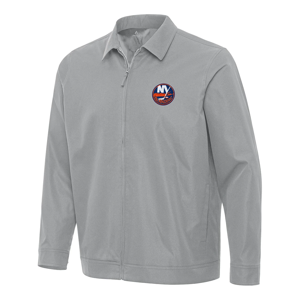 Men's Antigua Gray New York Islanders Pivot Full-Zip Jacket