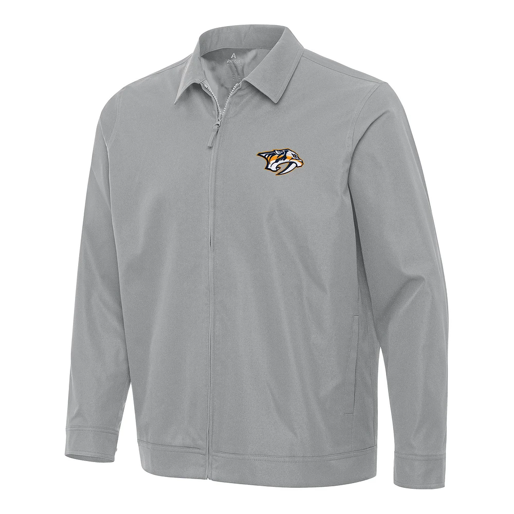 Men's Antigua Gray Nashville Predators Pivot Full-Zip Jacket