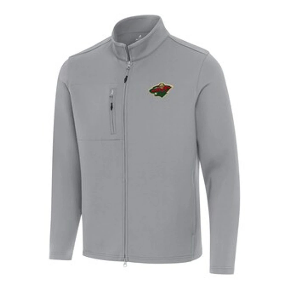 Men's Antigua Minnesota Wild Objection Double Peached Full-Zip Jacket