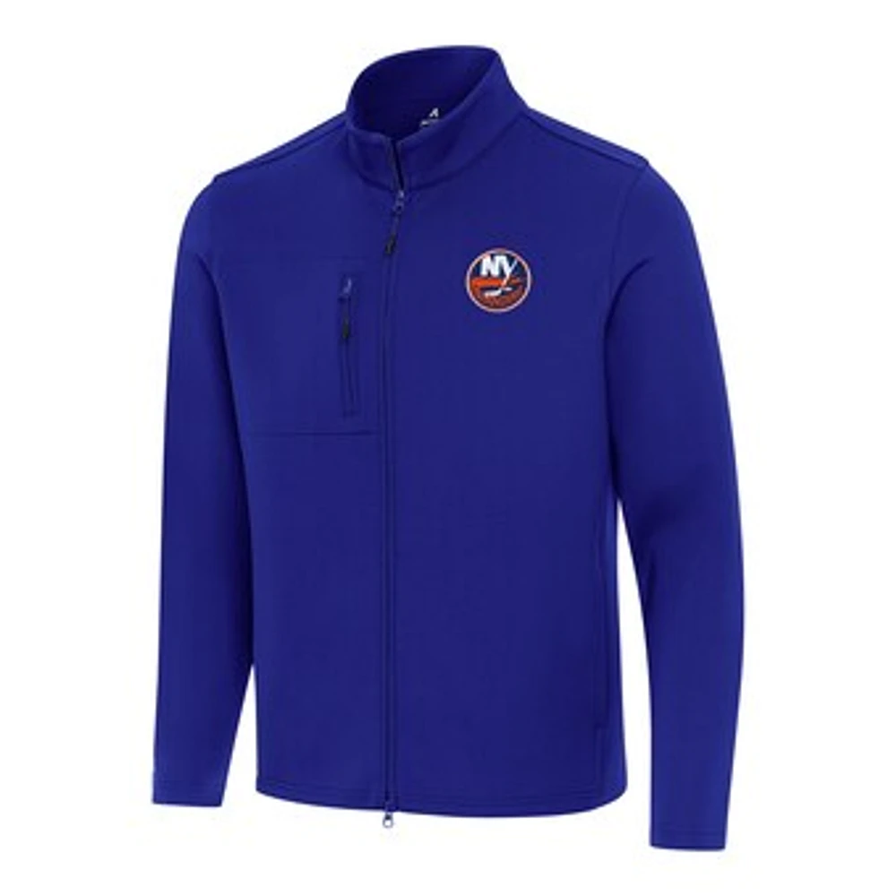 Men's Antigua Royal New York Islanders Objection Double Peached Full-Zip Jacket