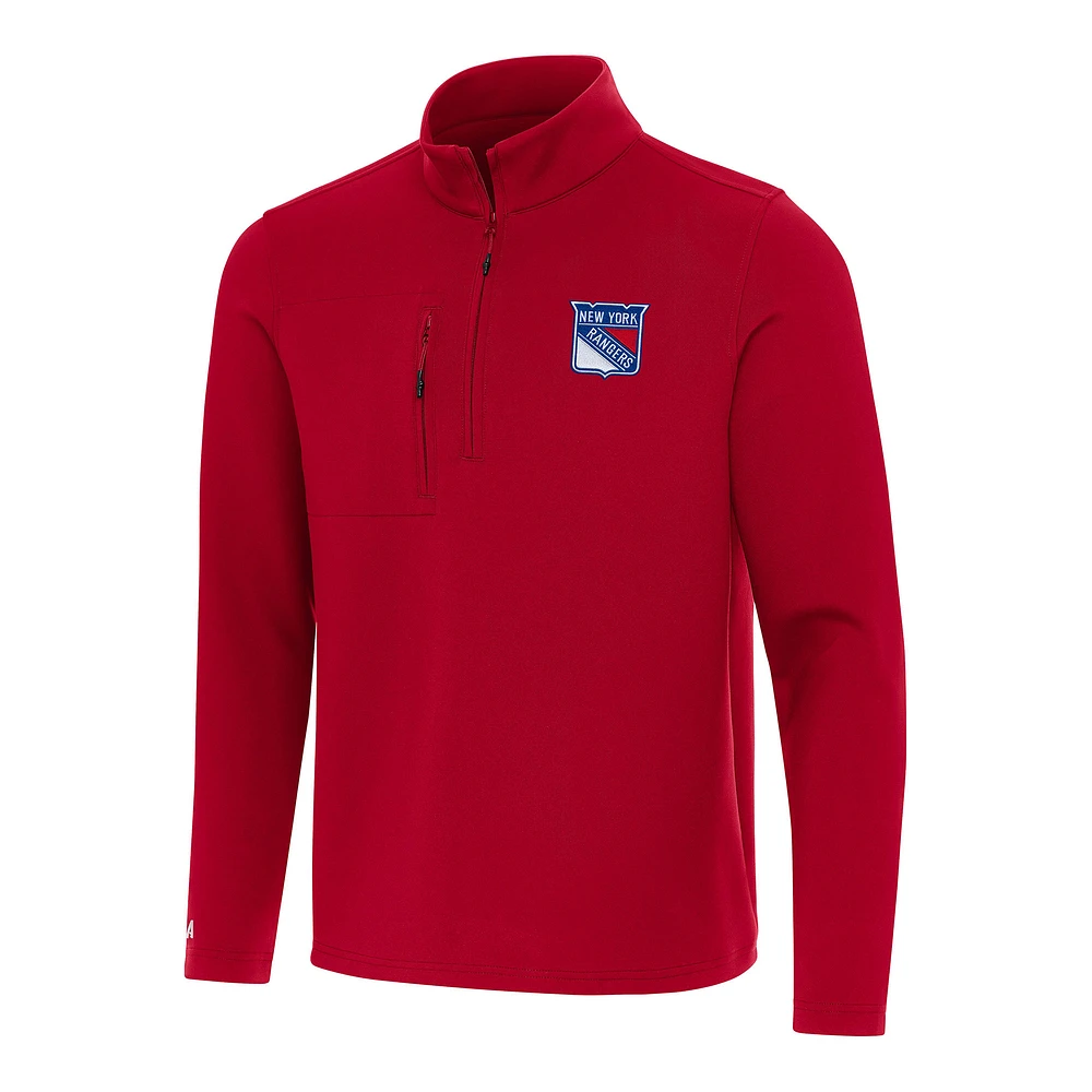 Men's Antigua Red New York Rangers Insider Quarter-Zip Top