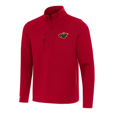 Men's Antigua Red Minnesota Wild Insider Quarter-Zip Top