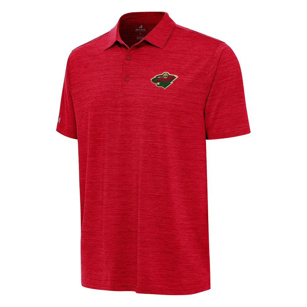 Men's Antigua Heather Red Minnesota Wild Layout Polo