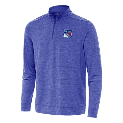 Men's Antigua Heather Royal New York Rangers Bright Quarter-Zip Top