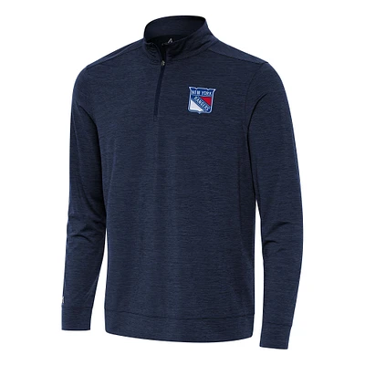 Men's Antigua Heather Navy New York Rangers Bright Quarter-Zip Top