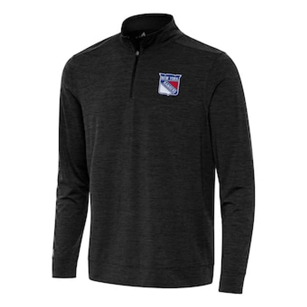 Men's Antigua Heather New York Rangers Bright Quarter-Zip Top