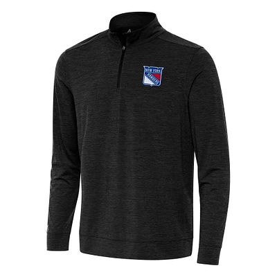 Men's Antigua Heather New York Rangers Bright Quarter-Zip Top