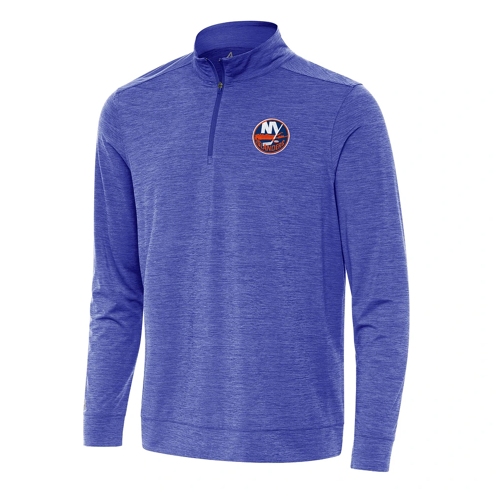 Men's Antigua Heather Royal New York Islanders Bright Quarter-Zip Top