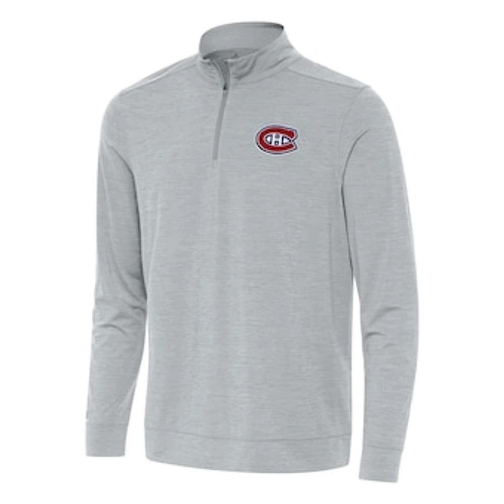 Men's Antigua Heather Gray Montreal Canadiens Bright Quarter-Zip Top