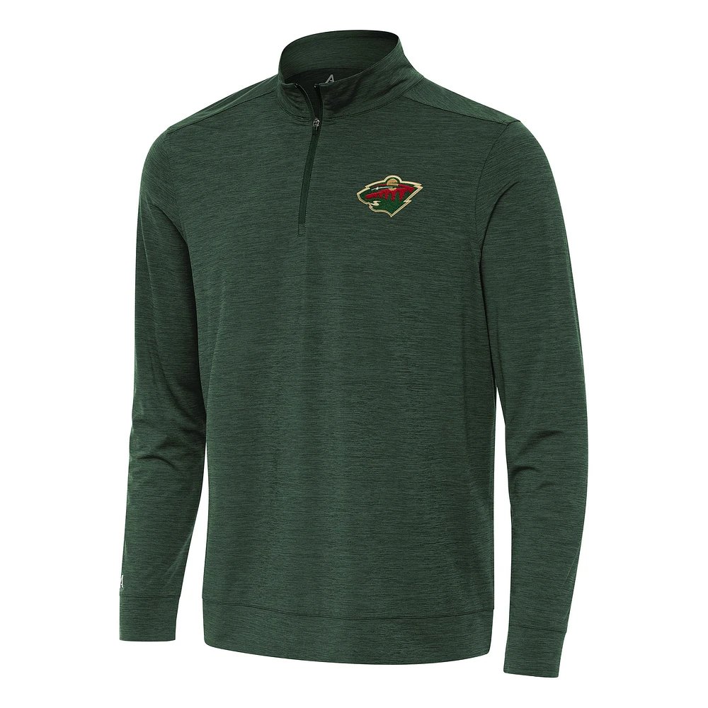 Men's Antigua Hunter Green Minnesota Wild Bright Quarter-Zip Top