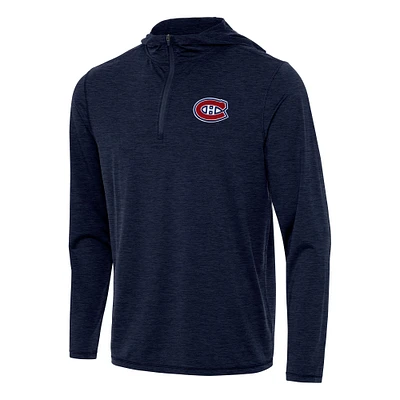 Men's Antigua Heather Navy Montreal Canadiens Tidy Quarter-Zip Hoodie