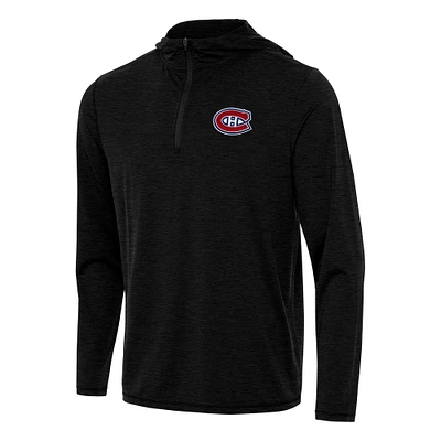 Men's Antigua Heather Black Montreal Canadiens Tidy Quarter-Zip Hoodie
