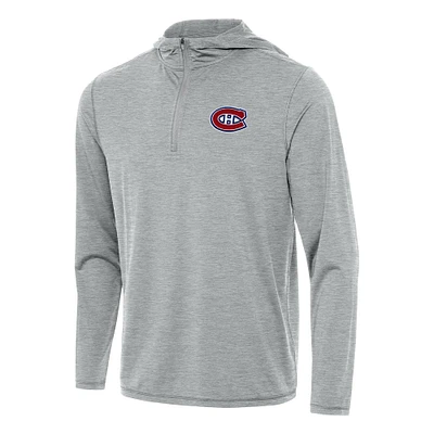 Men's Antigua Heather Gray Montreal Canadiens Tidy Quarter-Zip Hoodie