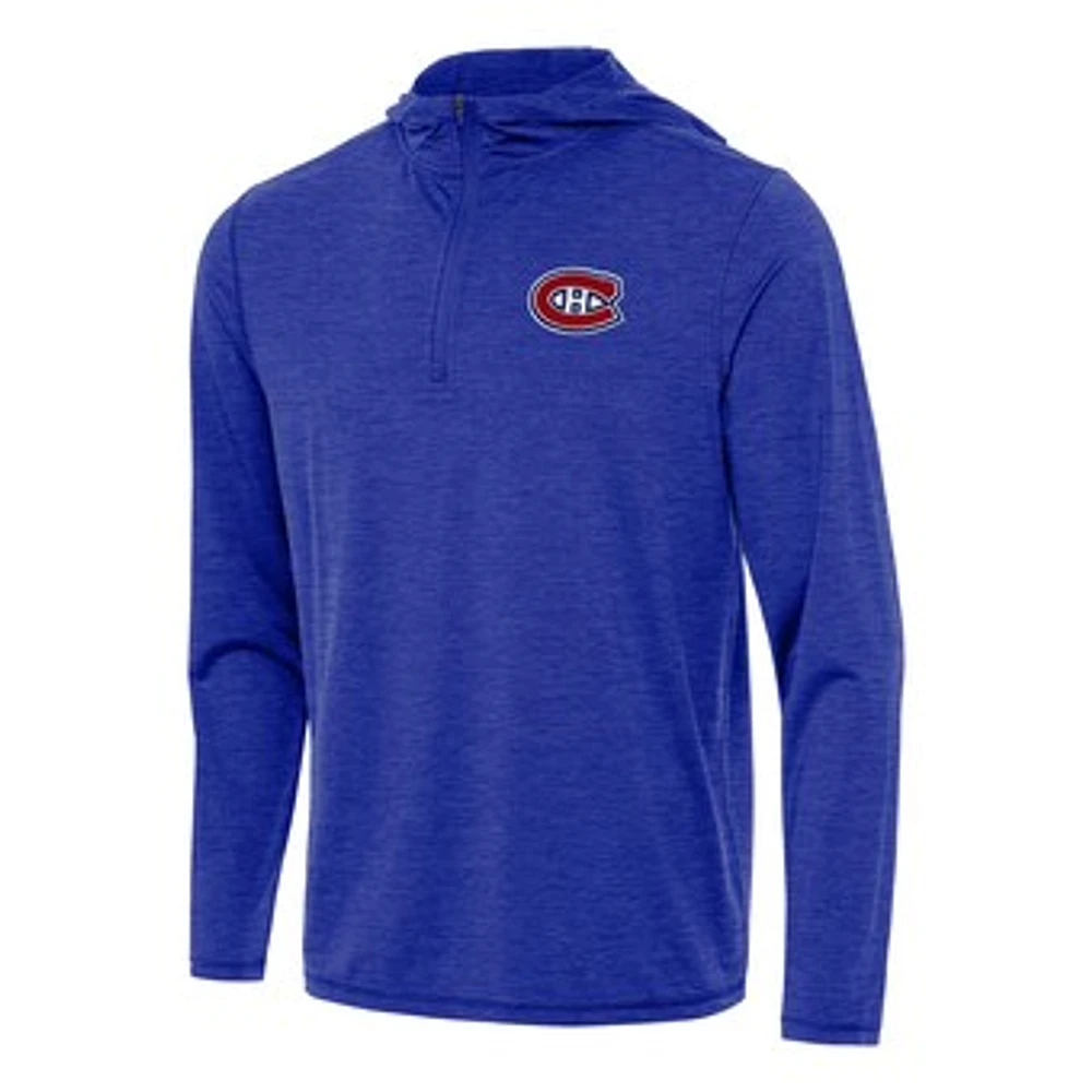 Men's Antigua Heather Royal Montreal Canadiens Tidy Quarter-Zip Hoodie