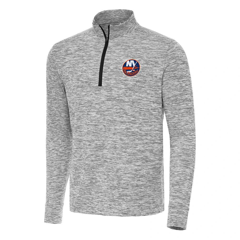 Men's Antigua Black New York Islanders Cause Quarter-Zip Top