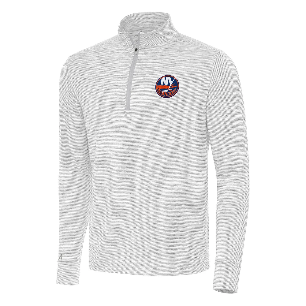 Men's Antigua Gray New York Islanders Cause Quarter-Zip Top